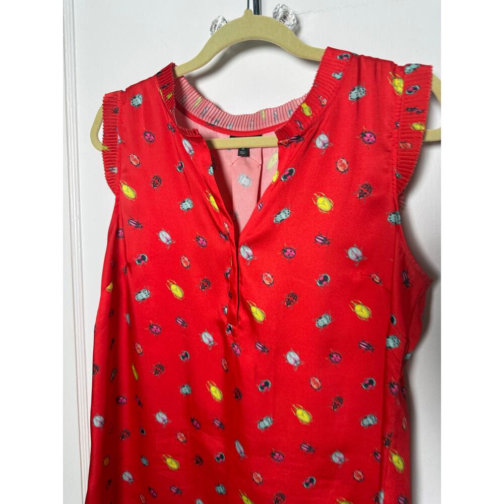 Talbots Red Ruffle Ladybug Bug Sleeveless Tank Top Blouse Women's Medium NWOT - Picture 3 of 8